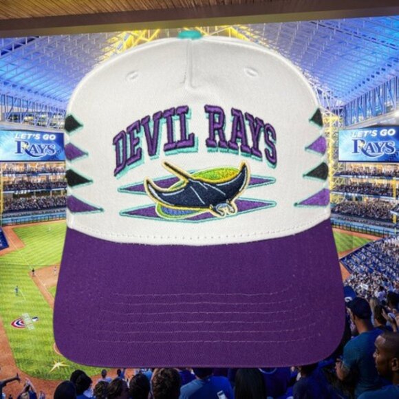 Tampa Bay Rays Devil Rays 90s Throwback Old School Diamond Design Snapback Hat - Picture 1 of 11